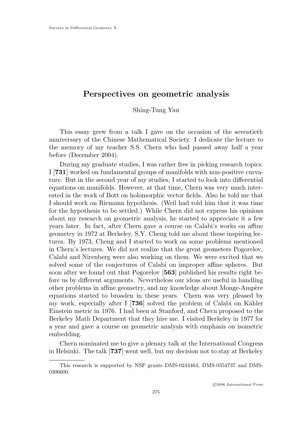 Perspectives on Geometric Analysis