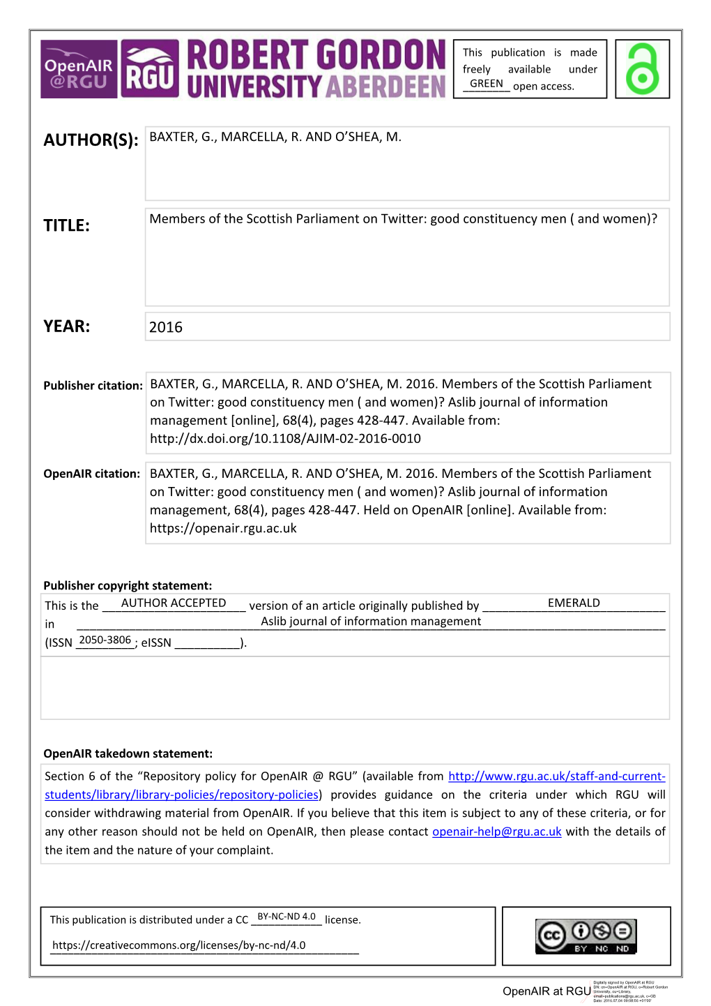 BAXTER 2016 Members of the Scottish Parliament on Twitter.Pdf