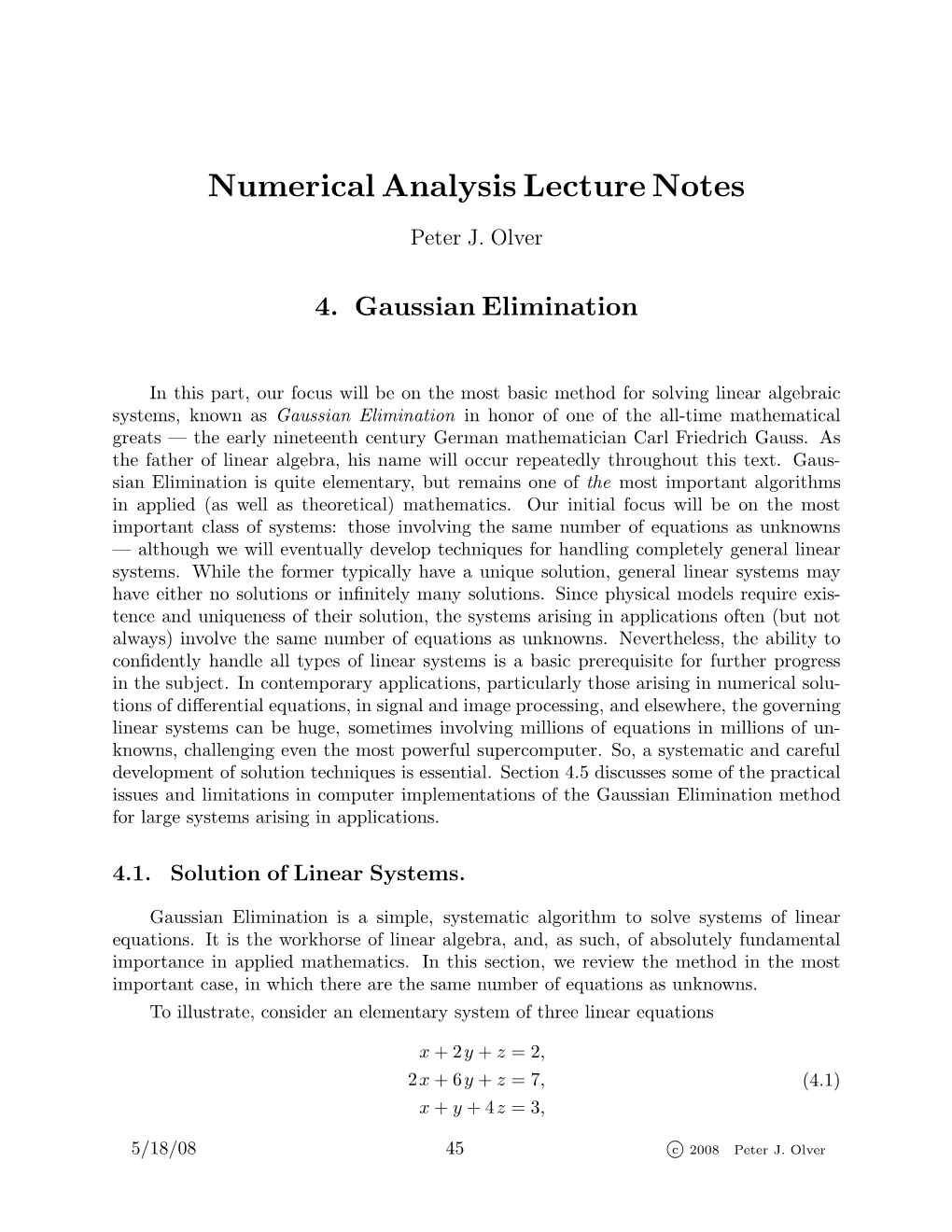 Numerical Analysis Lecture Notes Peter J