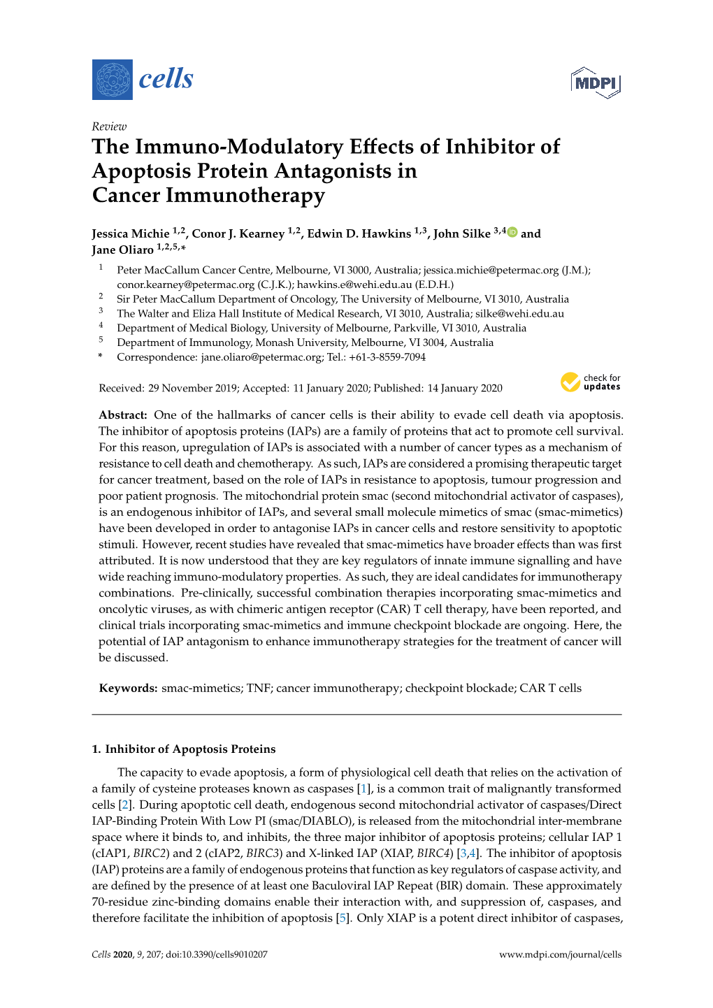 The Immuno-Modulatory Effects of Inhibitor of Apoptosis Protein