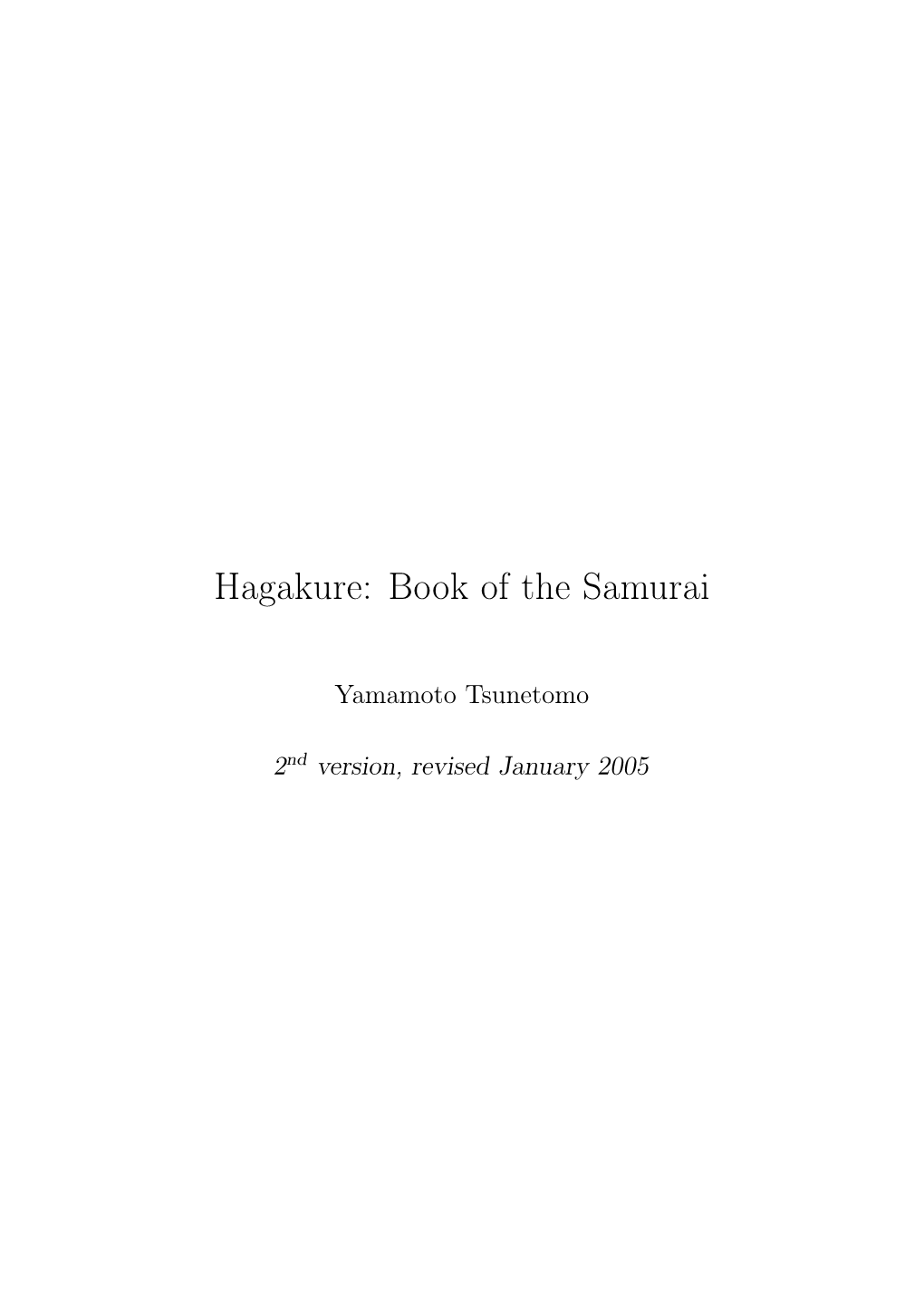 Hagakure: Book of the Samurai