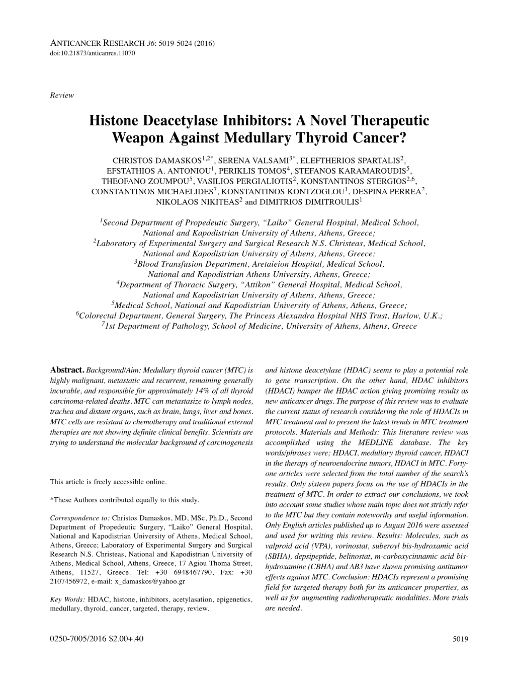 Histone Deacetylase Inhibitors