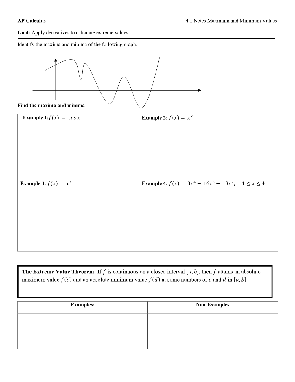 The Extreme Value Theorem: If Is Continuous on a Closed Interval