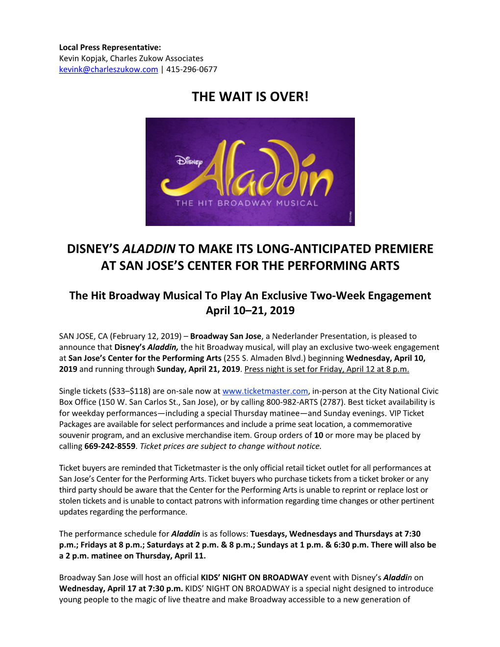 The Wait Is Over! Disney's Aladdin to Make Its Long