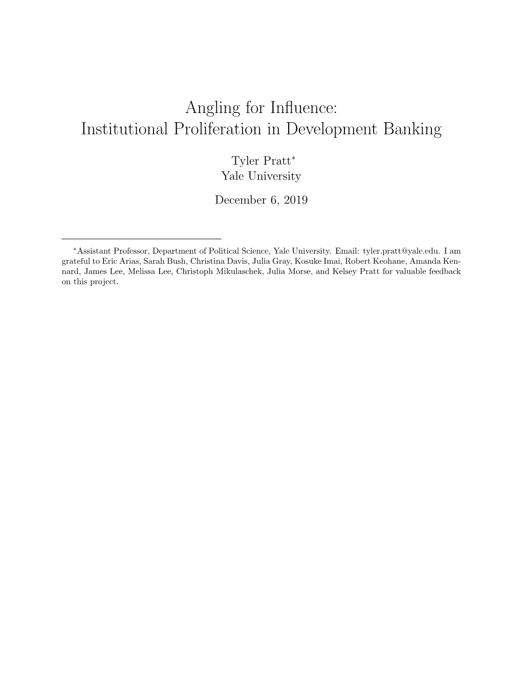 Angling for Influence: Institutional Proliferation in Development Banking