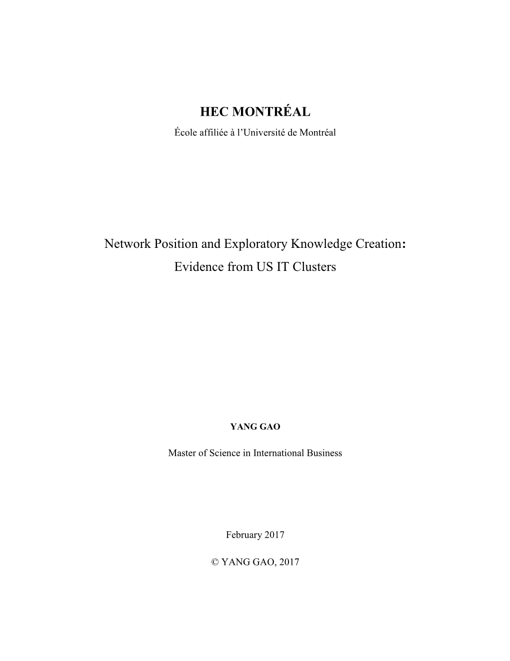 Network Position and Exploratory Knowledge Creation: Evidence from US IT Clusters