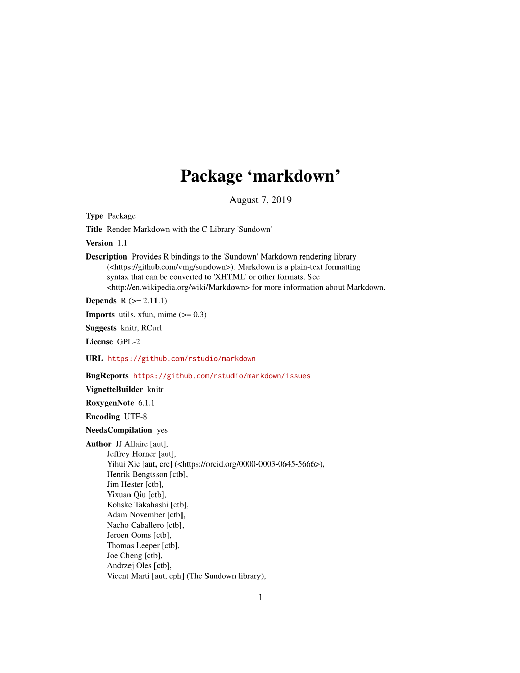 Package 'Markdown'