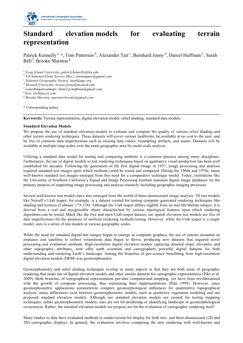 Standard Elevation Models for Evaluating Terrain Representation