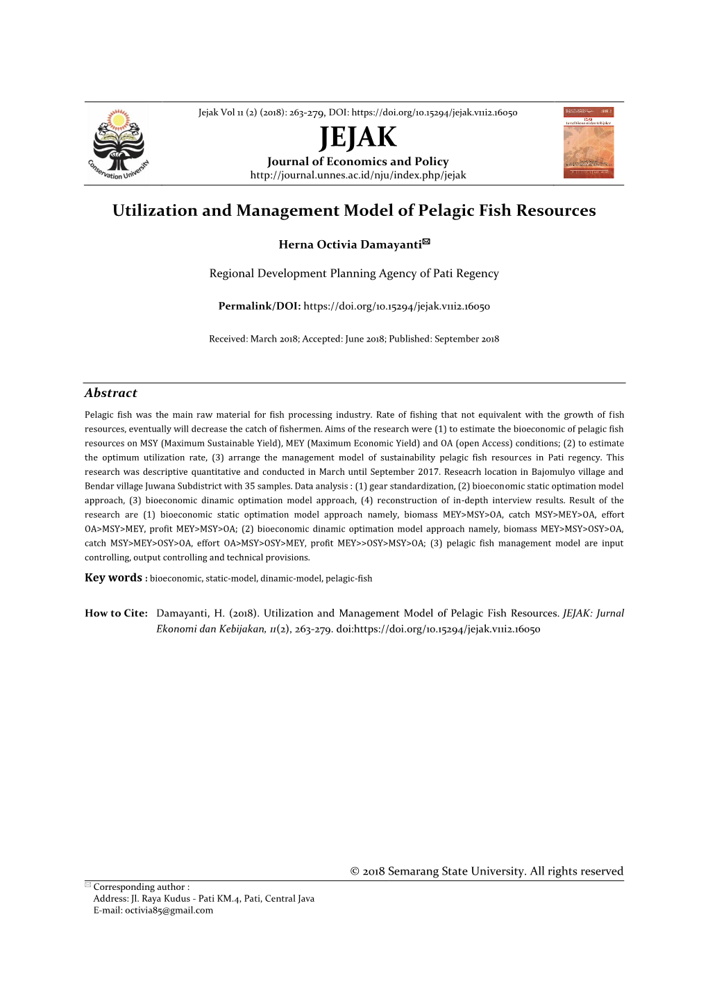 Utilization and Management Model of Pelagic Fish Resources