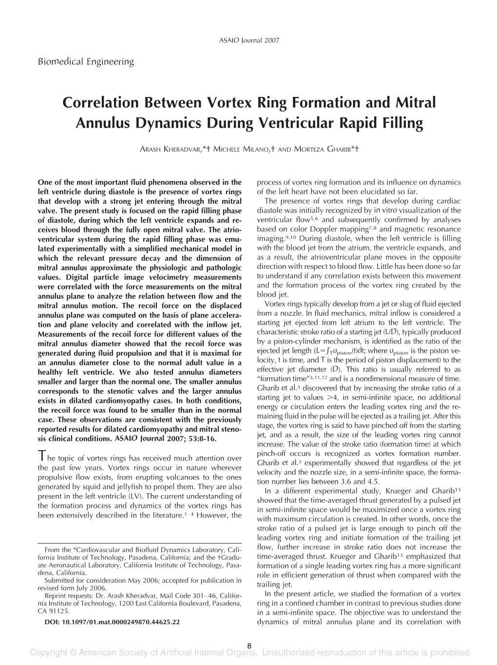 Correlation Between Vortex Ring Formation and Mitral Annulus Dynamics During Ventricular Rapid Filling