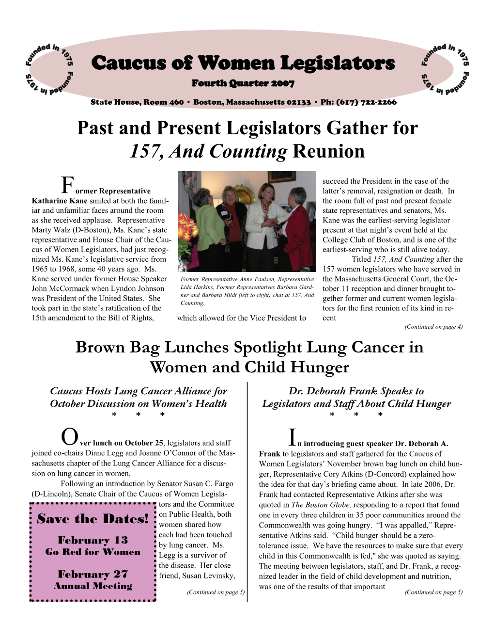 Caucus of Women Legislators Fourth Quarter 2007