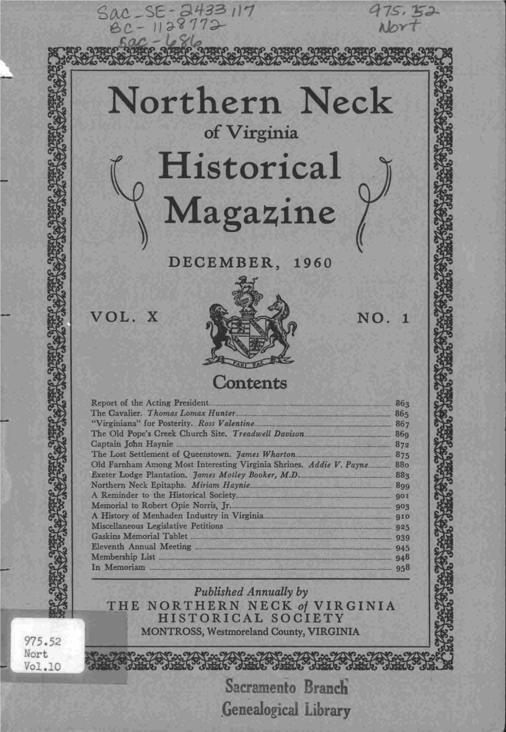 Northern Neck of Virginia Historical Magazine