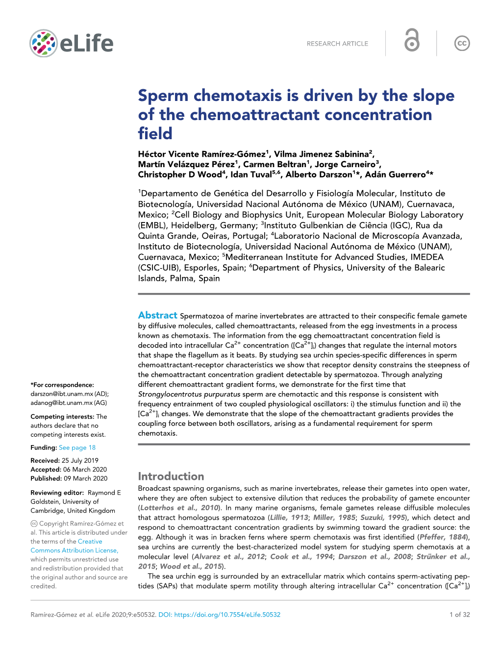Sperm Chemotaxis Is Driven by the Slope of the Chemoattractant