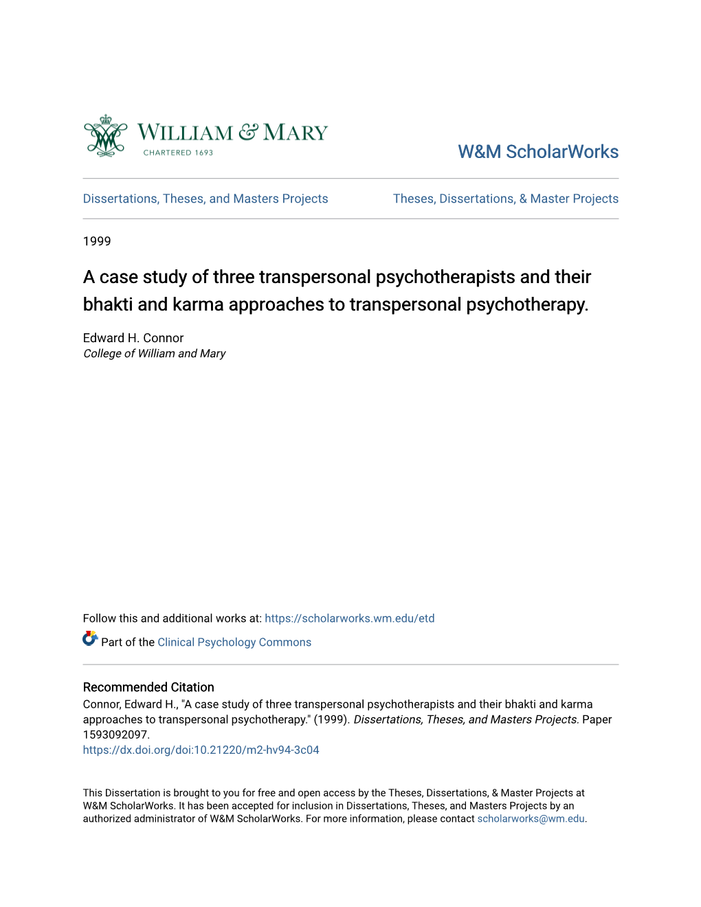 A Case Study of Three Transpersonal Psychotherapists and Their Bhakti and Karma Approaches to Transpersonal Psychotherapy