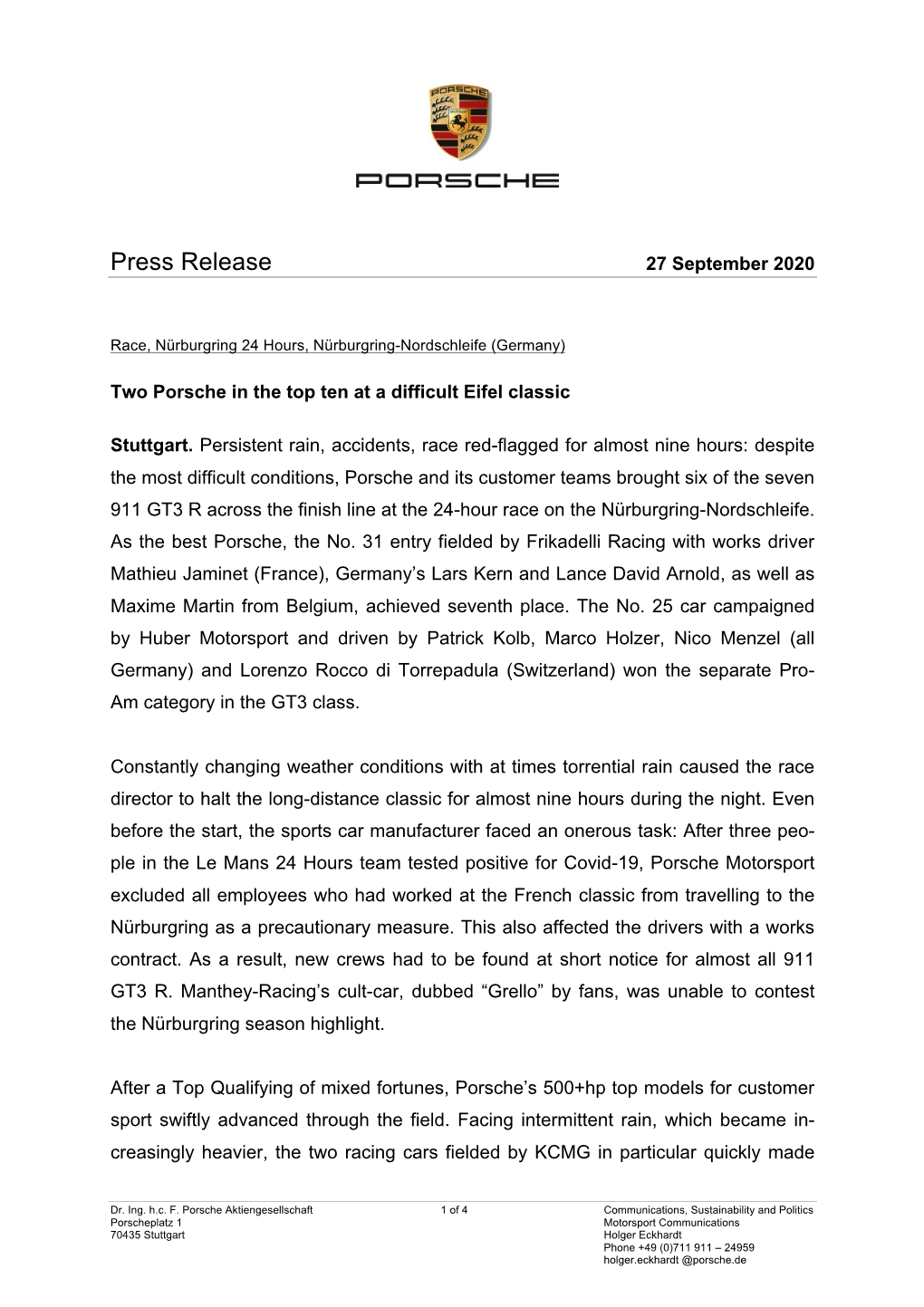 Press Release 27 September 2020