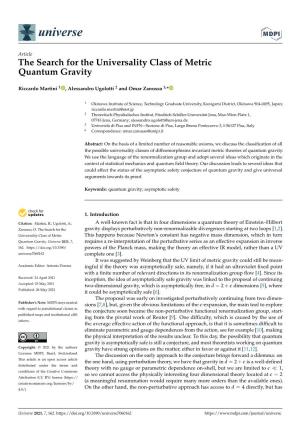 The Search for the Universality Class of Metric Quantum Gravity