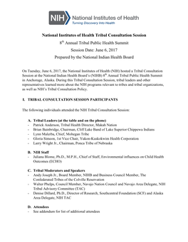 NIH Tribal Consultation Session