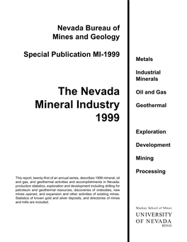 The Nevada Mineral Industry 1999