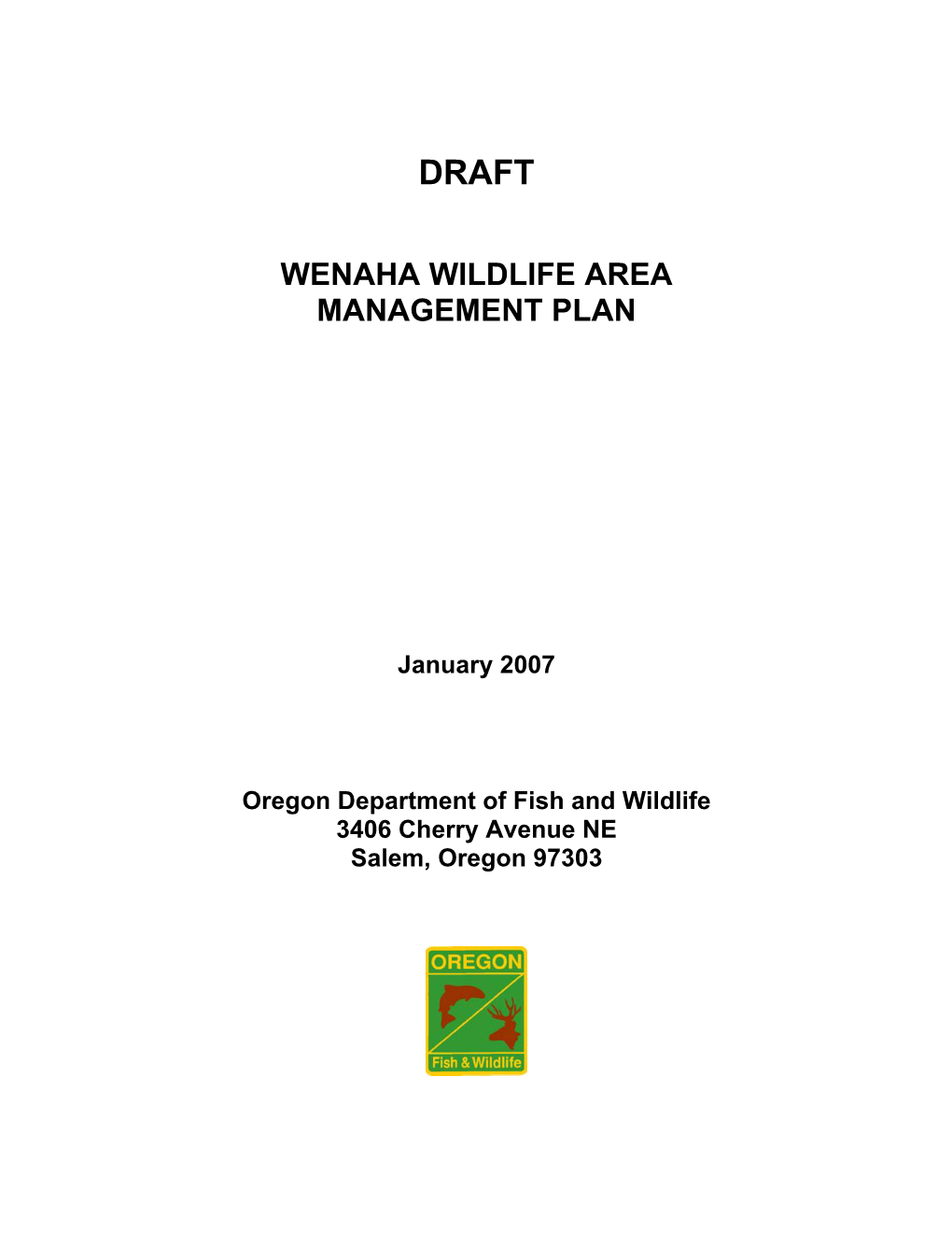 Wenaha Wildlife Area Plan Draft