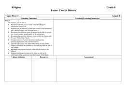 Grade 8 Focus: Church History