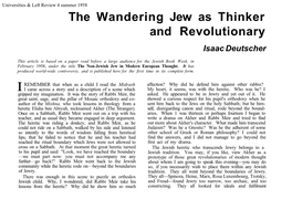 The Wandering Jew As Thinker and Revolutionary Isaac Deutscher