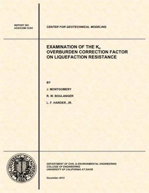 Examination of the Kσ Overburden Correction Factor on Liquefaction Resistance