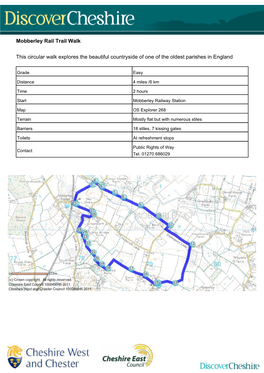 Mobberley Rail Trail Walk Route Download 589499018.Pdf