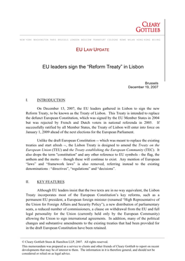 EU Leaders Sign the “Reform Treaty” in Lisbon