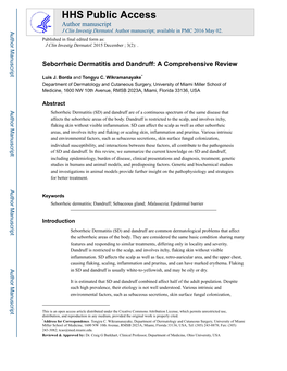 Seborrheic Dermatitis and Dandruff: a Comprehensive Review