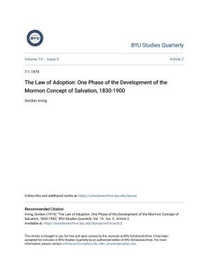 The Law of Adoption: One Phase of the Development of the Mormon Concept of Salvation, 1830-1900