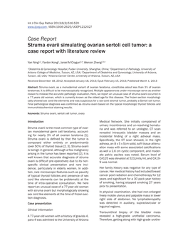 Case Report Struma Ovarii Simulating Ovarian Sertoli Cell Tumor: a Case Report with Literature Review