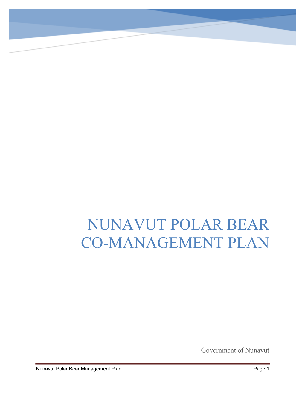 Nunavut Polar Bear Co-Management Plan