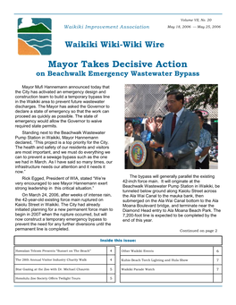 Mayor Takes Decisive Action on Beachwalk Emergency Wastewater Bypass
