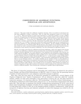 Coefficients of Algebraic Functions: Formulae and Asymptotics