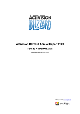 Activision Blizzard Annual Report 2020
