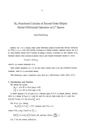 Hoo Functional Calculus of Second Order Elliptic Partial Differential Operators on LP Spaces