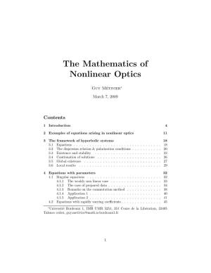The Mathematics of Nonlinear Optics
