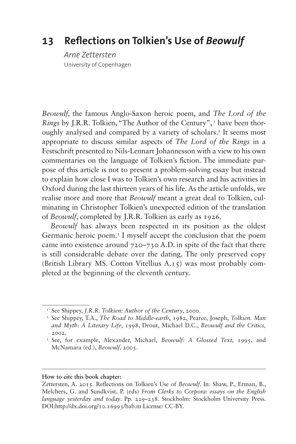 13 Reflections on Tolkien's Use of Beowulf