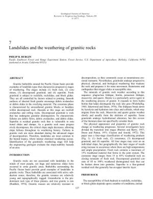 Landslides and the Weathering of Granitic Rocks