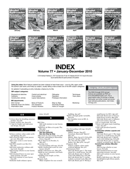 To View a PDF Version of the Model Railroader Magazine Index for 2010