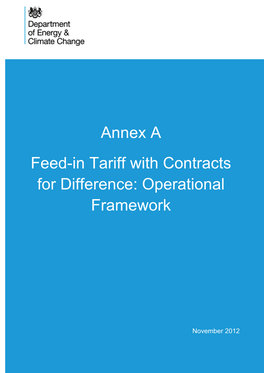 Annex a Feed-In Tariff with Contracts for Difference: Operational Framework