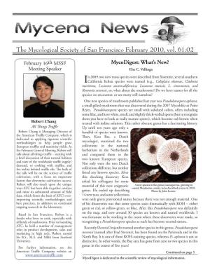 The Mycological Society of San Francisco February 2010, Vol. 61:02