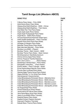 Tamil Songs List (Western ABCD)