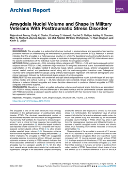 Amygdala Nuclei Volume and Shape in Military Veterans with Posttraumatic Stress Disorder