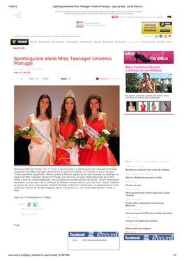 Sportinguista Eleita Miss Teenager Universo Portugal - Jogo Da Vida - Jornal Record