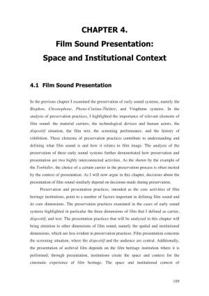 CHAPTER 4. Film Sound Presentation: Space and Institutional Context