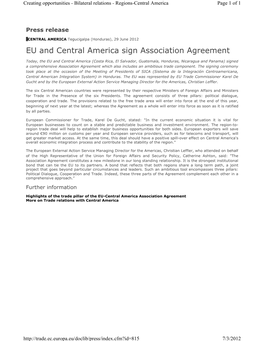 The European Union and Central America Sign Association Agreement