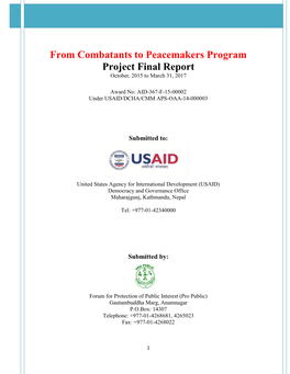 Annual Report Submitted to USAID So the Details of Those Activities Are Not Reported Here