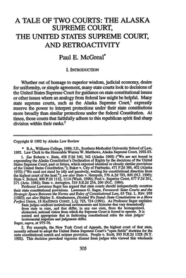 THE ALASKA SUPREME COURT, the UNITED STATES SUPREME COURT, and RETROACTIVITY Paul E.Mcgreal*