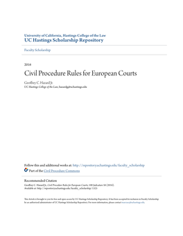 Civil Procedure Rules for European Courts Geoffrey C